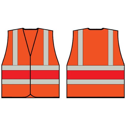 Beeswift High Visibility Vest, Orange With Red Band, 3XL
