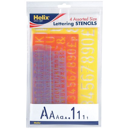 Helix Lettering Stencil Set of 4 Assorted Sizes (Pack of 5)