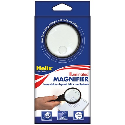 Helix Illuminated Magnifying Glass Hand Held 75mm Black Helix Illuminated Magnifying Glass Hand Held 75mm Black