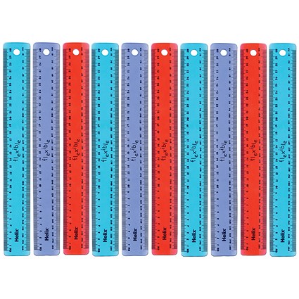Helix Assorted Translucent Flexirule Rulers 30cm (Pack of 10)