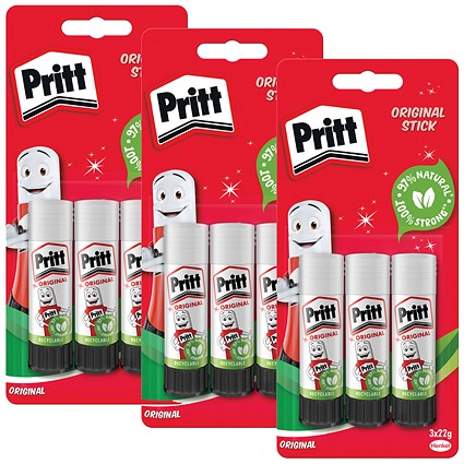 Pritt Stick Glue Stick 22g (Pack of 3) - 3 Pack Saver Bundle