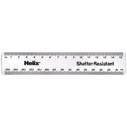 Helix Shatter Resistant Ruler 15cm Clear (Pack of 50)