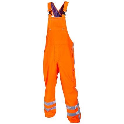 Hydrowear Utting Simply No Sweat High Visibility Waterproof Bib & Brace, Orange, Large