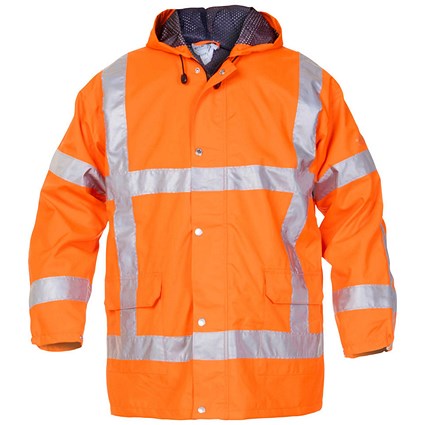 Hydrowear Uitdam Simply No Sweat High Visibility Waterproof Jacket, Orange, Large