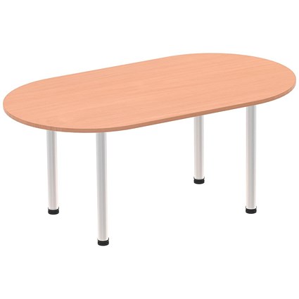 Impulse Boardroom Table, 1800mm, Beech, Silver Post Leg