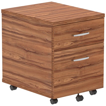 Impulse 2 Drawer Mobile Pedestal, Walnut