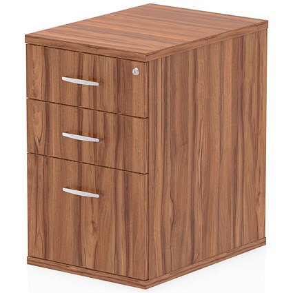 Impulse 3 Drawer Desk High Pedestal, 600mm Deep, Walnut