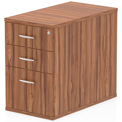 Impulse 3 Drawer Desk High Pedestal, 800mm Deep, Walnut Impulse 3 Drawer Desk High Pedestal, 800mm Deep, Walnut