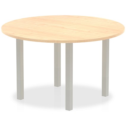 Impulse Circular Table, 1200mm, Maple, Silver Post Leg