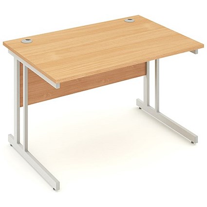Impulse Rectangular Desk, 1200mm Wide, Silver Legs, Beech, Installed