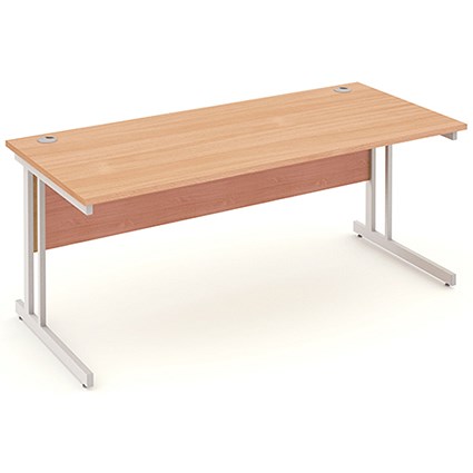 Impulse Rectangular Desk, 1800mm Wide, Silver Legs, Beech, Installed