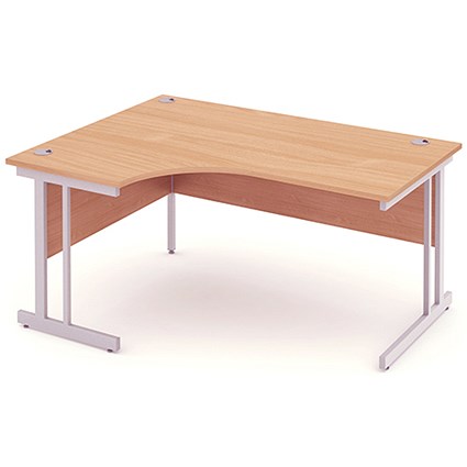 Impulse Corner Desk, Left Hand, 1600mm Wide, Silver Legs, Beech, Installed