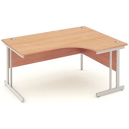 Impulse Corner Desk, Right Hand, 1600mm Wide, Silver Legs, Beech, Installed