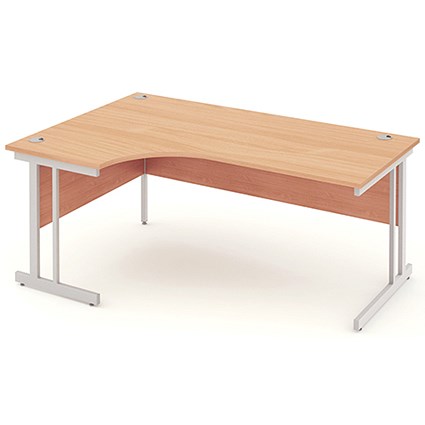 Impulse Corner Desk, Left Hand, 1800mm Wide, Silver Legs, Beech, Installed