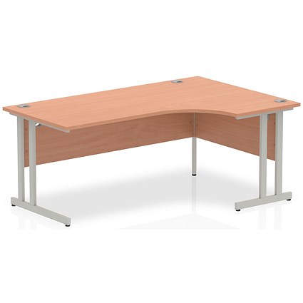 Impulse 1800mm Corner Desk, Right Hand, Silver Cantilever Leg, Beech