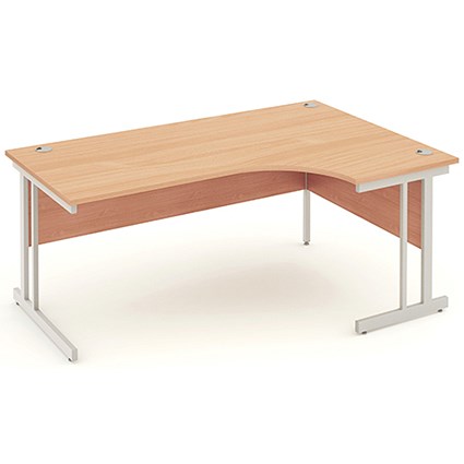 Impulse Corner Desk, Right Hand, 1800mm Wide, Silver Legs, Beech, Installed