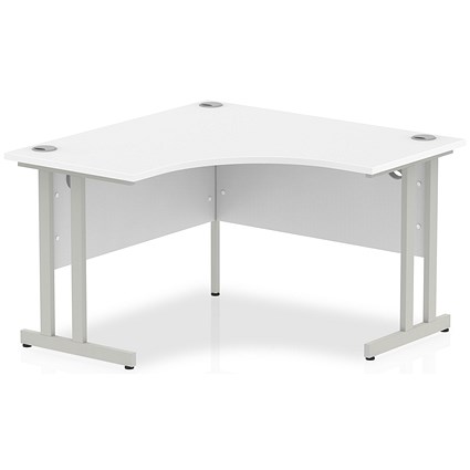 Impulse 1200mm Corner Desk, Silver Cantilever Leg, White