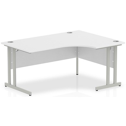 Impulse 1600mm Corner Desk, Right Hand, Silver Cantilever Leg, White