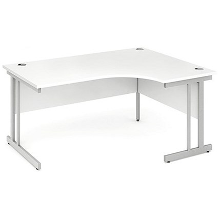 Impulse Corner Desk, Right Hand, 1600mm Wide, Silver Legs, White, Installed
