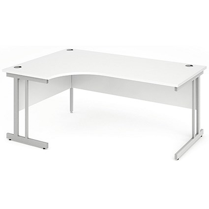 Impulse Corner Desk, Left Hand, 1800mm Wide, Silver Legs, White, Installed