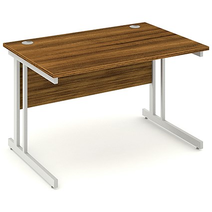 Impulse Rectangular Desk, 1200mm Wide, Silver Legs, Walnut, Installed
