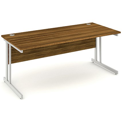 Impulse Rectangular Desk, 1800mm Wide, Silver Legs, Walnut, Installed