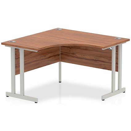 Impulse 1200mm Corner Desk, Silver Cantilever Leg, Walnut