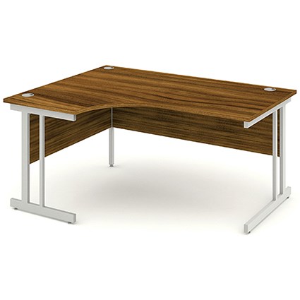 Impulse Corner Desk, Left Hand, 1600mm Wide, Silver Legs, Walnut, Installed