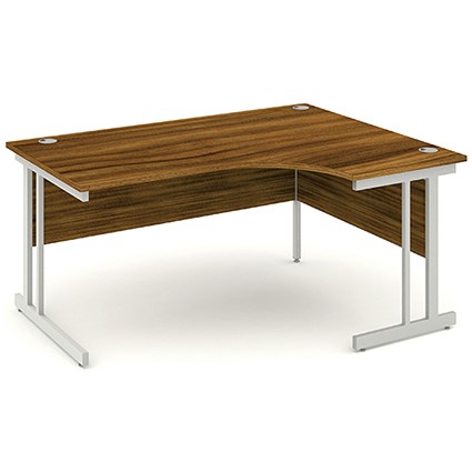 Impulse Corner Desk, Right Hand, 1600mm Wide, Silver Legs, Walnut, Installed