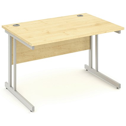Impulse Rectangular Desk, 1200mm Wide, Silver Legs, Maple, Installed