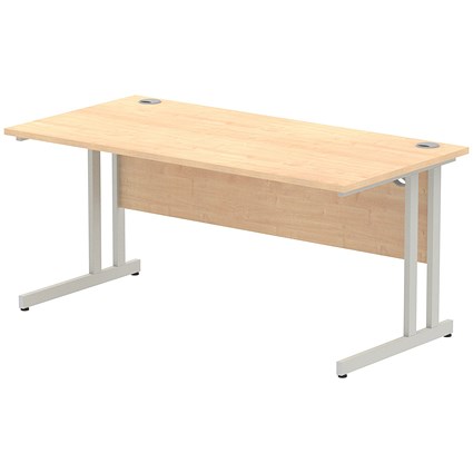 Impulse 1600mm Rectangular Desk, Silver Cantilever Leg, Maple