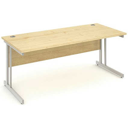 Impulse Rectangular Desk, 1800mm Wide, Silver Legs, Maple, Installed