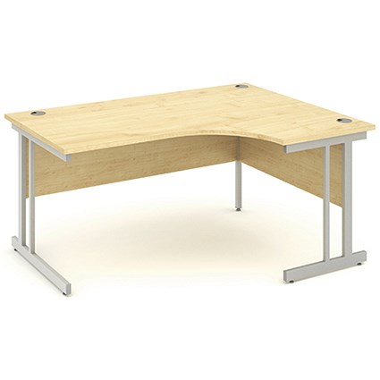 Impulse Corner Desk, Right Hand, 1600mm Wide, Silver Legs, Maple, Installed