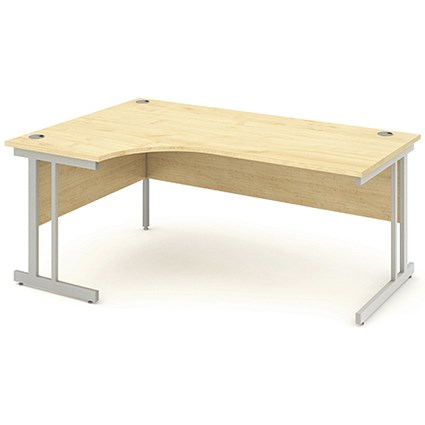 Impulse Corner Desk, Left Hand, 1800mm Wide, Silver Legs, Maple, Installed