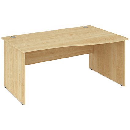 Impulse Panel End Wave Desk, Right Hand, 1600mm Wide, Maple, Installed