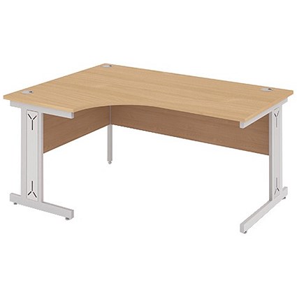 Impulse Plus Corner Desk, Left Hand, 1600mm Wide, Silver Cable Managed Legs, Beech, Installed