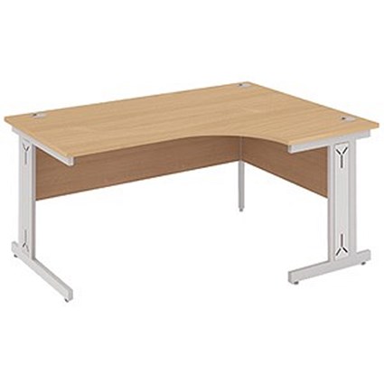 Impulse Plus Corner Desk, Right Hand, 1600mm Wide, Silver Cable Managed Legs, Beech, Installed