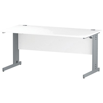 Impulse 1600mm Rectangular Desk, Silver Cable Managed Leg, White Impulse 1600mm Rectangular Desk, Silver Cable Managed Leg, White