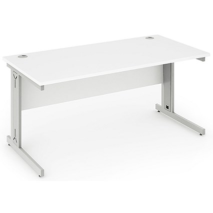 Impulse Plus Rectangular Desk, 1800mm Wide, Silver Cable Managed Legs, White, Installed