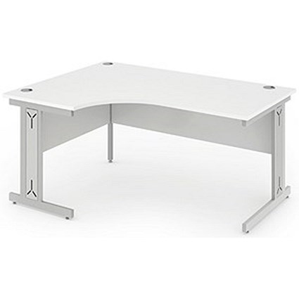 Impulse Plus Corner Desk, Left Hand, 1600mm Wide, Silver Cable Managed Legs, White, Installed