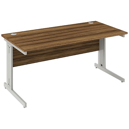 Impulse Plus Rectangular Desk, 1200mm Wide, Silver Cable Managed Legs, Walnut, Installed