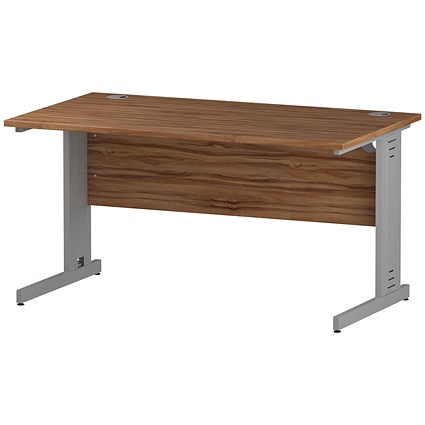Impulse 1400mm Rectangular Desk, Silver Cable Managed Leg, Walnut