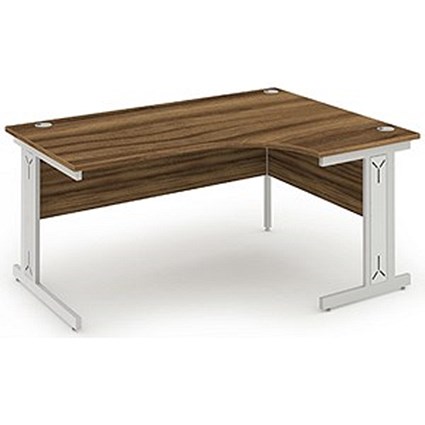 Impulse Plus Corner Desk, Right Hand, 1600mm Wide, Silver Cable Managed Legs, Walnut, Installed