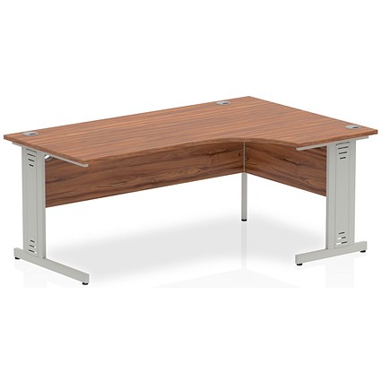Impulse 1800mm Corner Desk, Right Hand, Silver Cable Managed Leg, Walnut