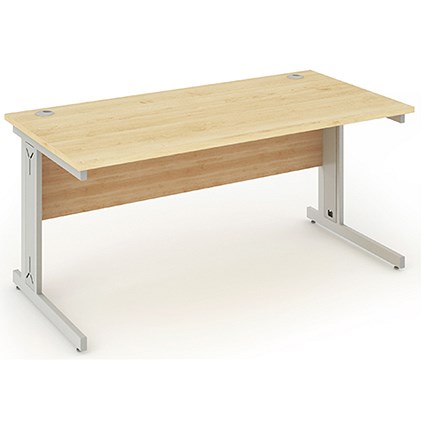 Impulse Plus Rectangular Desk, 1800mm Wide, Silver Cable Managed Legs, Maple, Installed