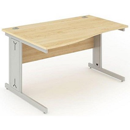 Impulse Plus Wave Desk, Left Hand, 1600mm Wide, Silver Cable Managed Legs, Maple, Installed