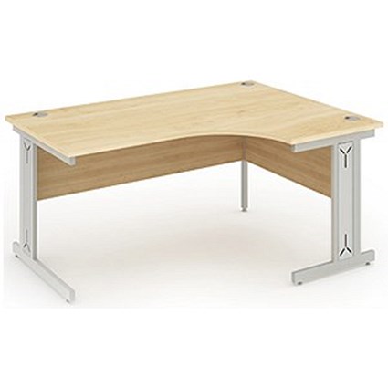 Impulse Plus Corner Desk, Right Hand, 1800mm Wide, Silver Cable Managed Legs, Maple, Installed