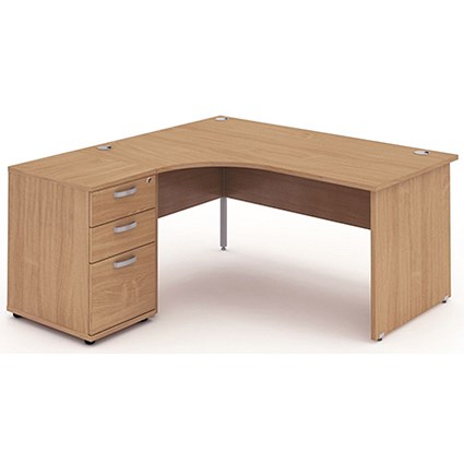 Impulse Panel End Corner Desk with 600mm Pedestal, Left Hand, 1800mm Wide, Beech, Installed