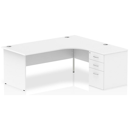 Impulse 1800mm Corner Desk with 600mm Desk High Pedestal, Right Hand, Panel End Leg, White Impulse 1800mm Corner Desk with 600mm Desk High Pedestal, Right Hand, Panel End Leg, White