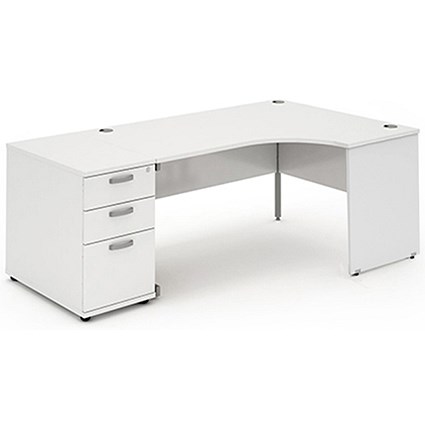 Impulse Panel End Corner Desk with 800mm Pedestal, Right Hand, 1600mm Wide, White, Installed